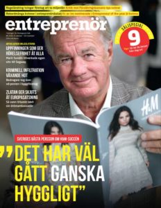 Cover of entreprenör magazine with Stefan Persson on the cover and the words "det har väl gått ganska hyggligt". In English: "it has gone pretty well".