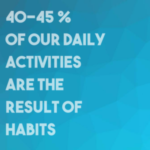 blue color with the white text 40-45 % of our daily activities are the result of habits